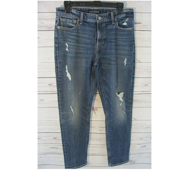 Lucky Brand Jeans Womens Sz 6/28 Straight Leg Mid Rise Med. Wash Distressed NWOT - Picture 1 of 10